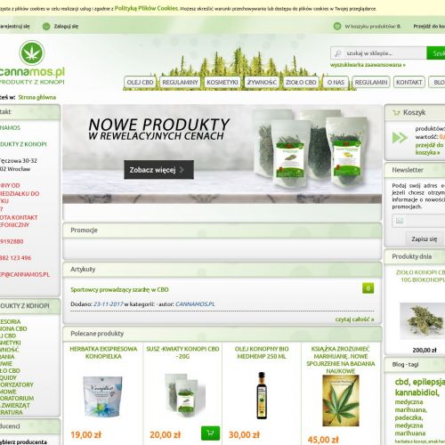 Sklep z kosmetykami i żywnością z konopii